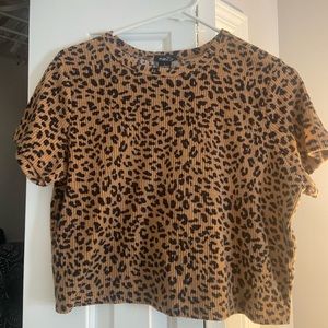 Rue 21 Brown Black Leopard Print Ribbed Cropped Tee